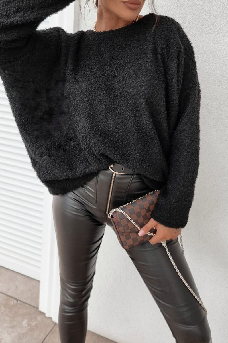 Casual Daily Solid Color Fluffy O Neck Tops
