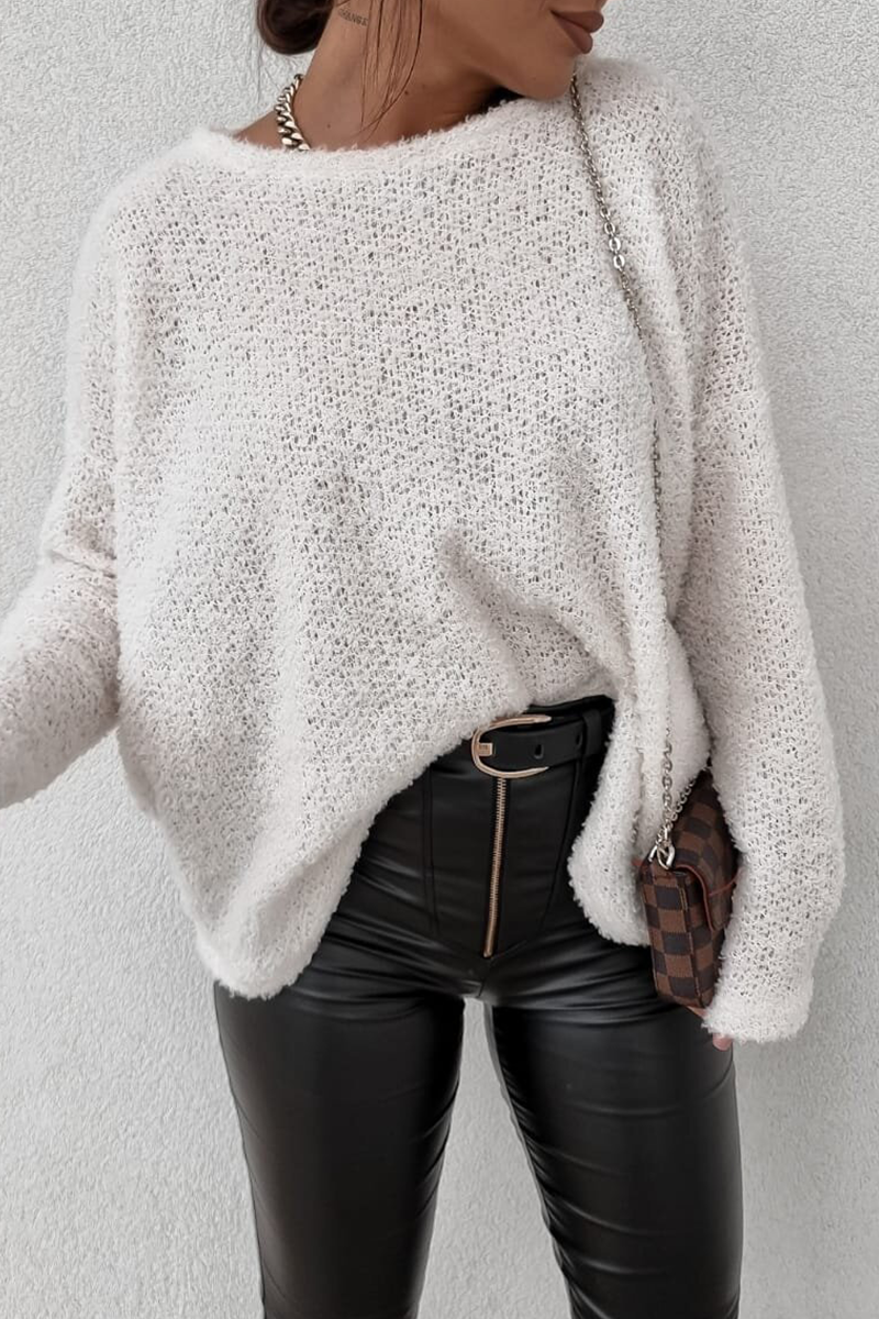 Casual Daily Solid Color Fluffy O Neck Tops