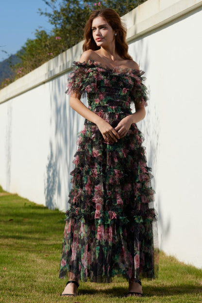 Nola Ruched Floral Maxi Dress