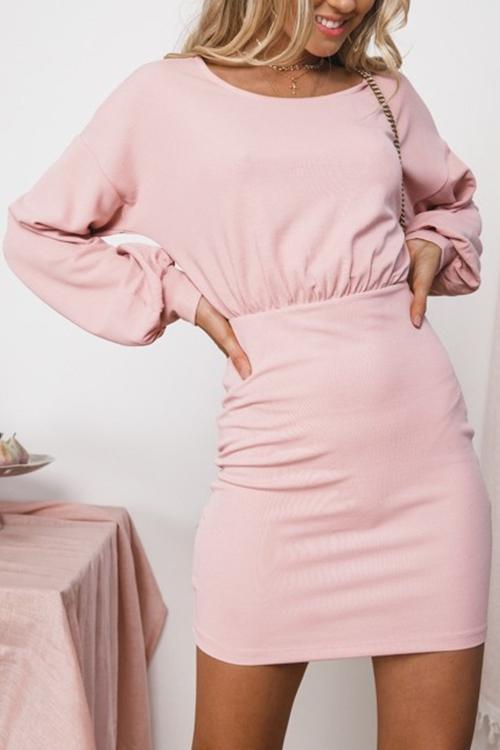 Hubble-bubble Sleeves Mini Dress
