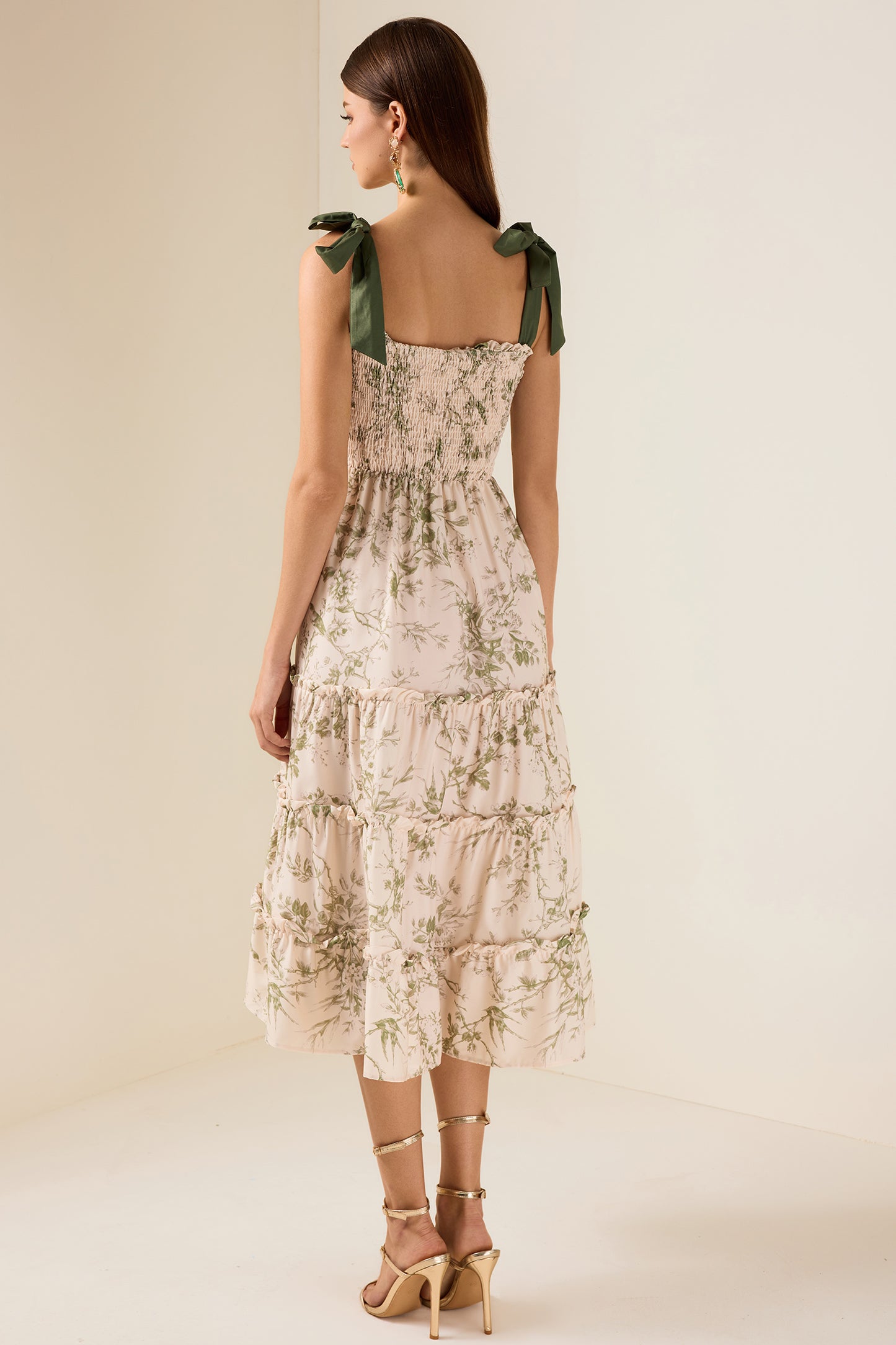 Floral Smocking Slip Midi Dress
