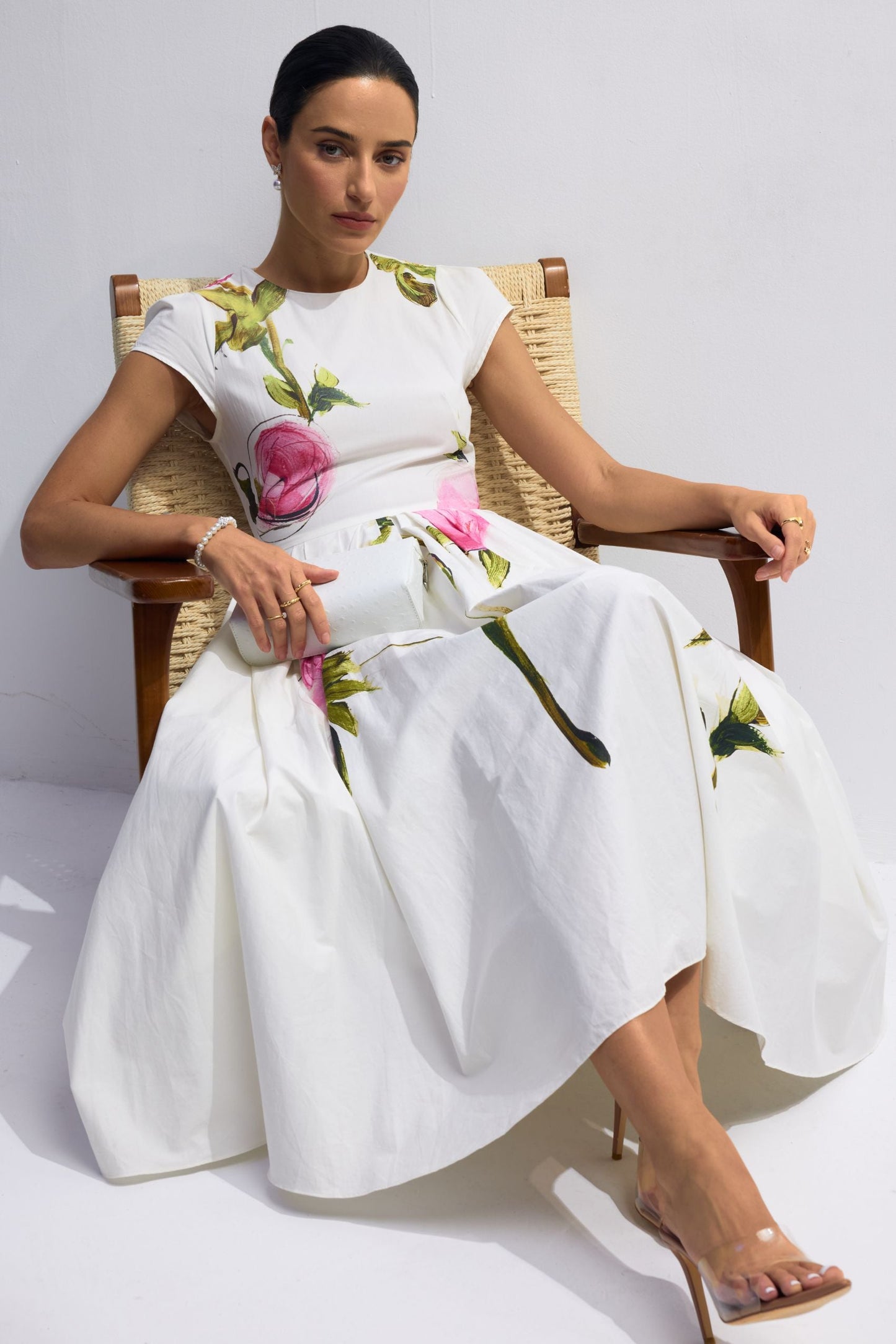 Lindsay Rose Printed Cap Sleeve Midi Dress