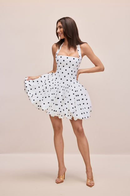 Vivianne Polka Dot Bubble Hem Mini Dress