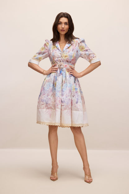Peggy Floral Print Short Sleeve Mini Dress