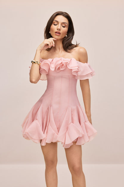 Vita Off Shoulder Ruffle Mini Dress