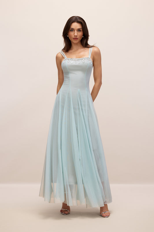 Agatha Crystal Embellished Tulle Maxi Dress