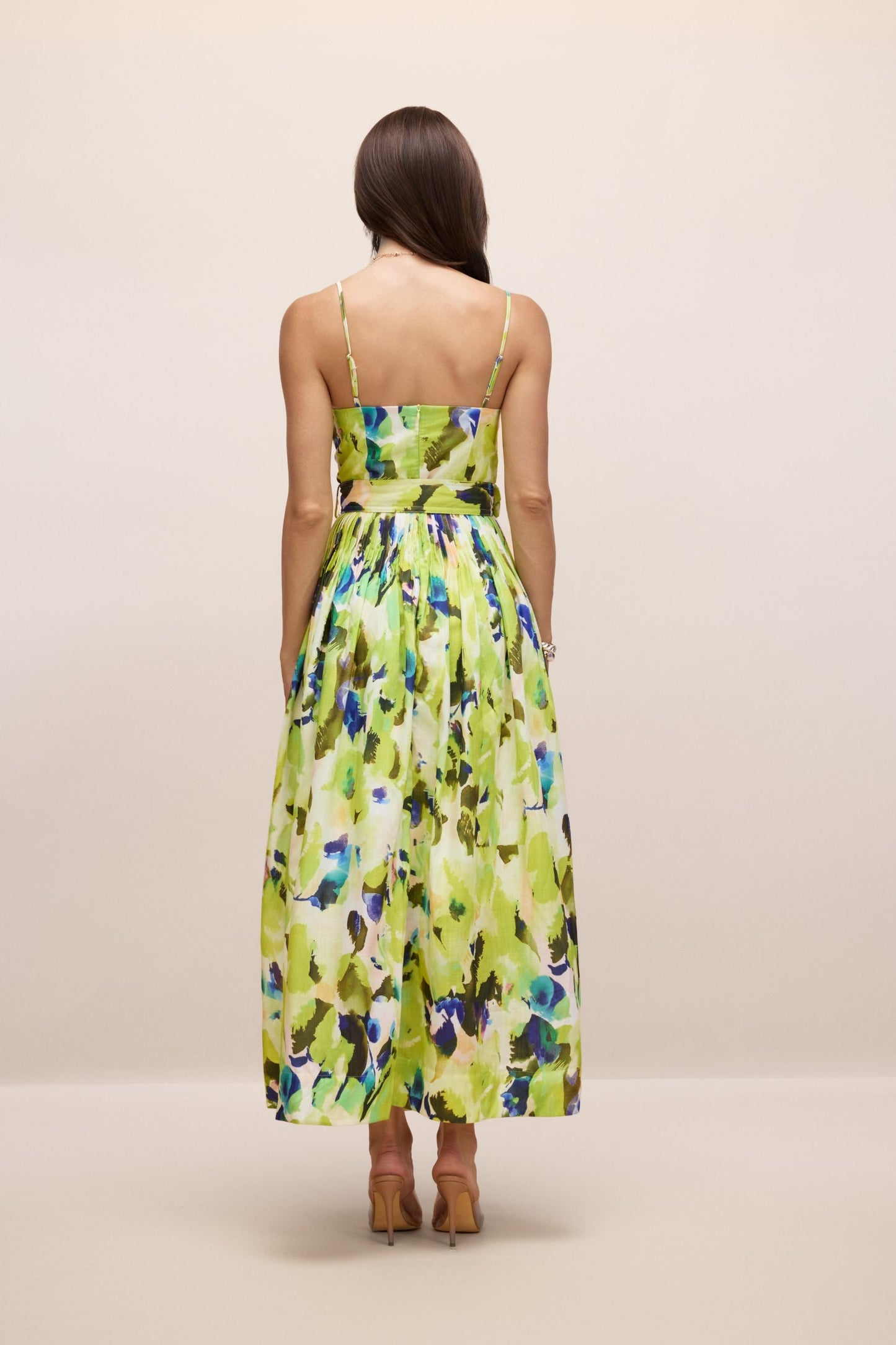 Zora Abstract Print Pleated Maxi Dress