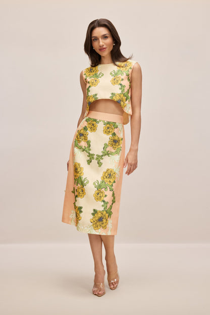 Valerie Floral Print Crop Top Skirt Set