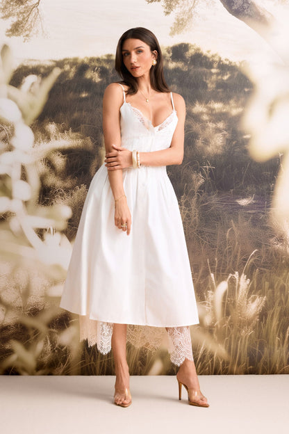 Tasha Lace Trim Spaghetti Strap Midi Dress