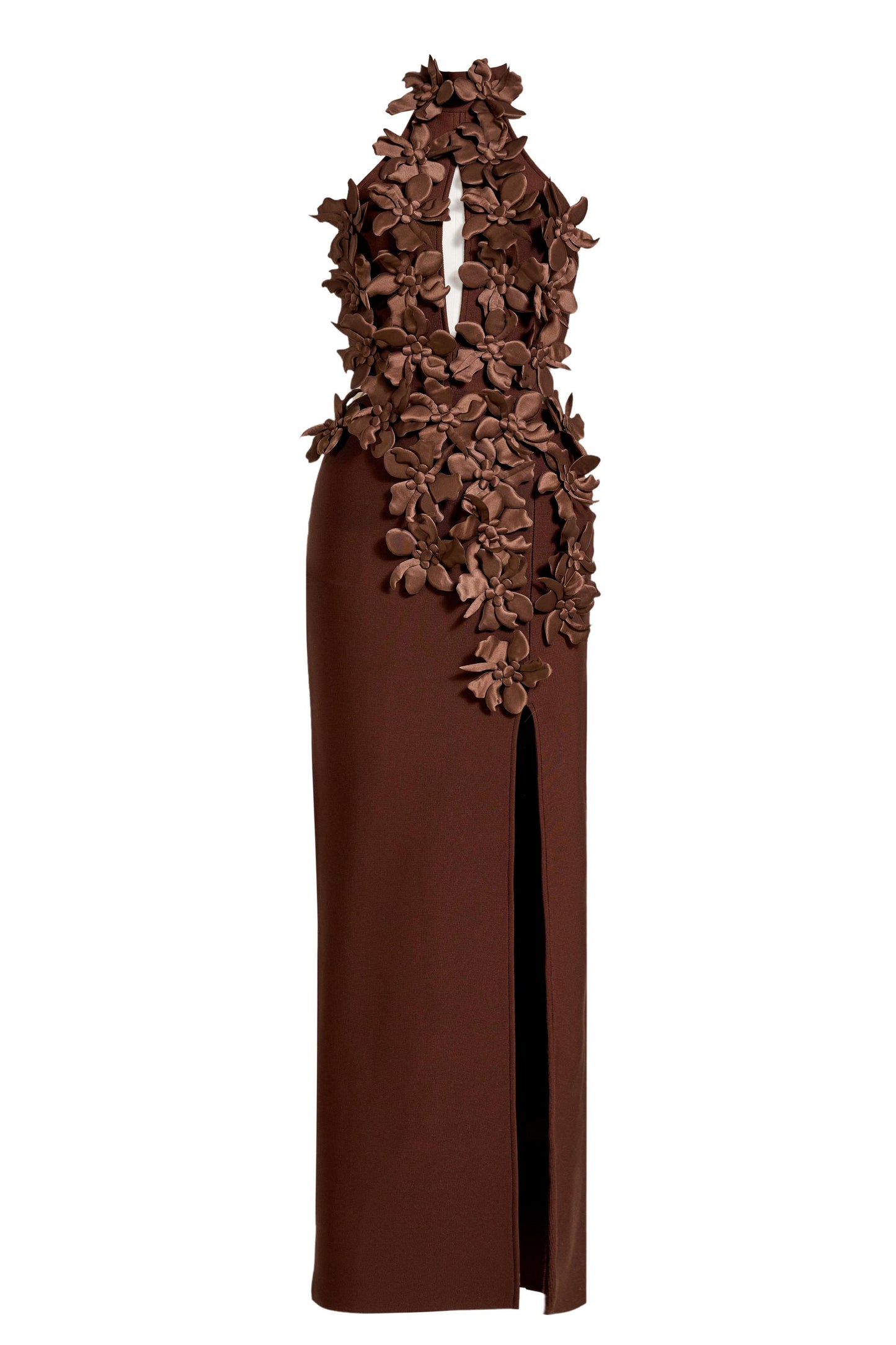 Bandage Halter Neck 3D Flower Maxi Dress