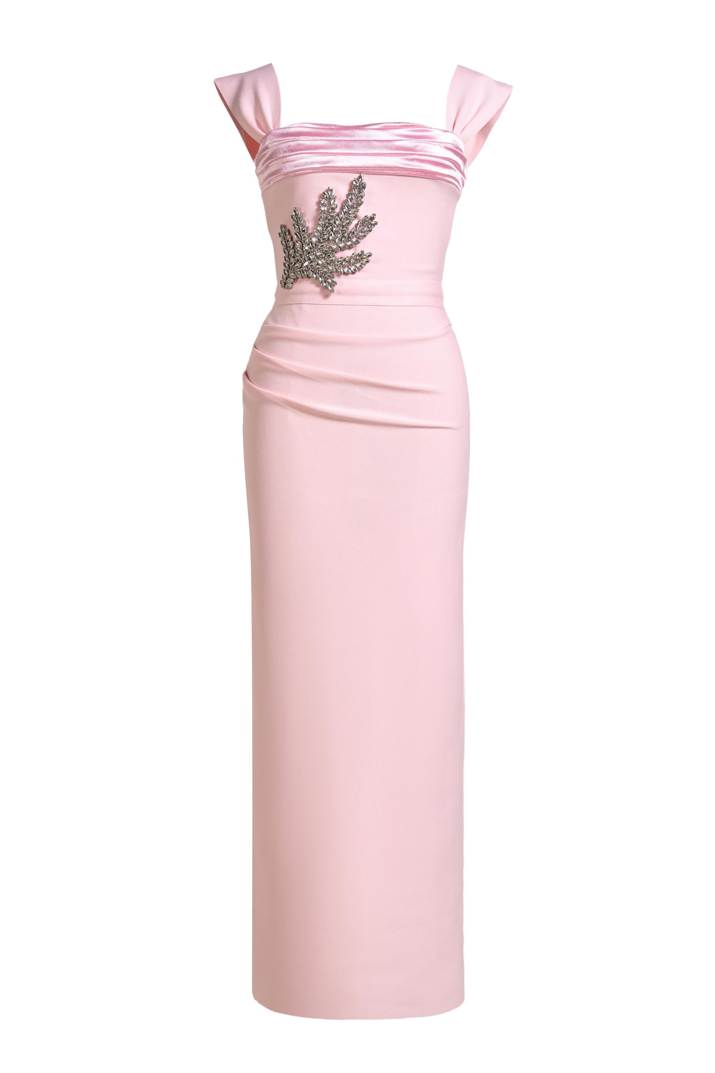 Satin Splicing Bandage Rhinestone Maxi Dress
