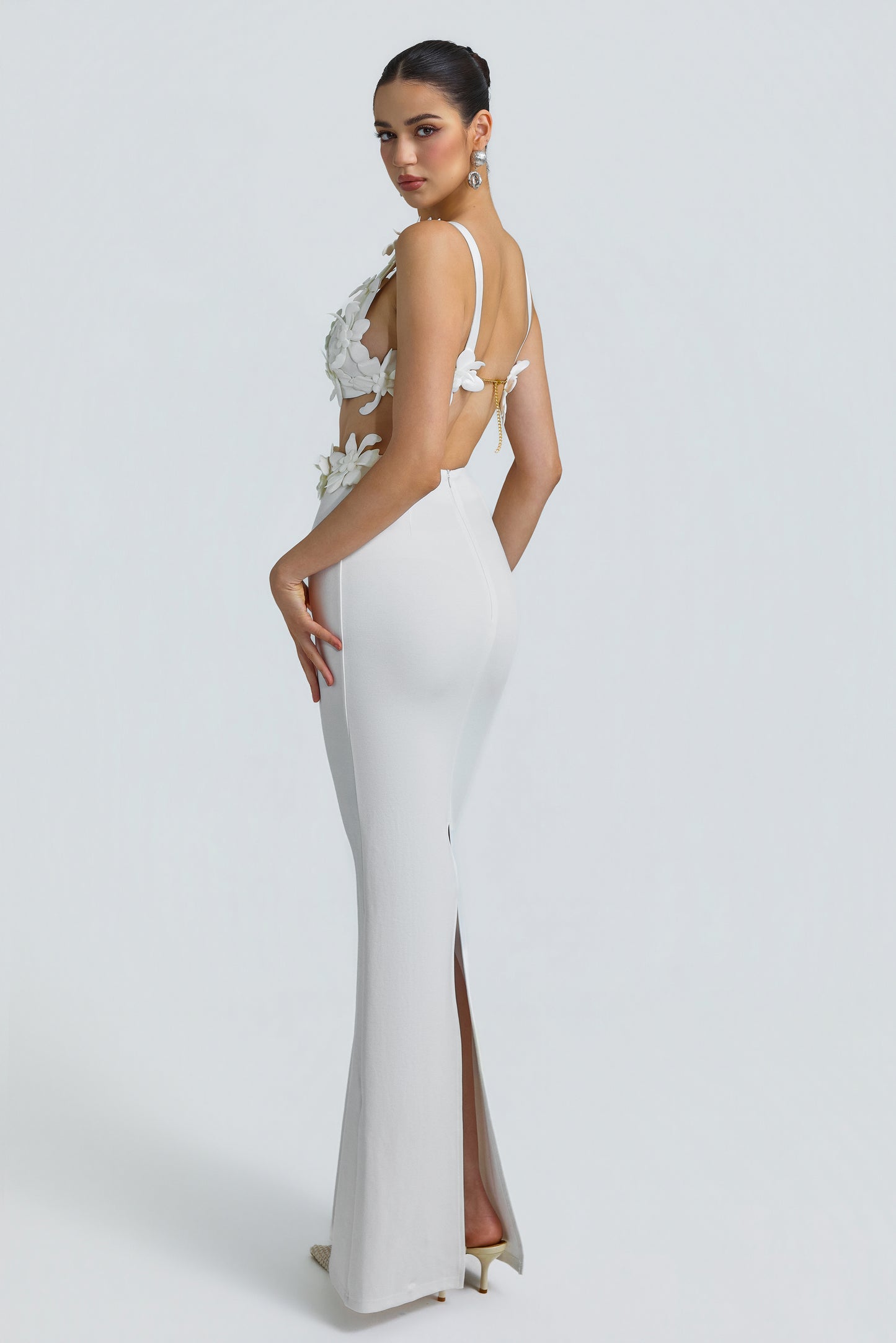 Jersey 3D Flower Top & High Waist Maxi Skirt Set