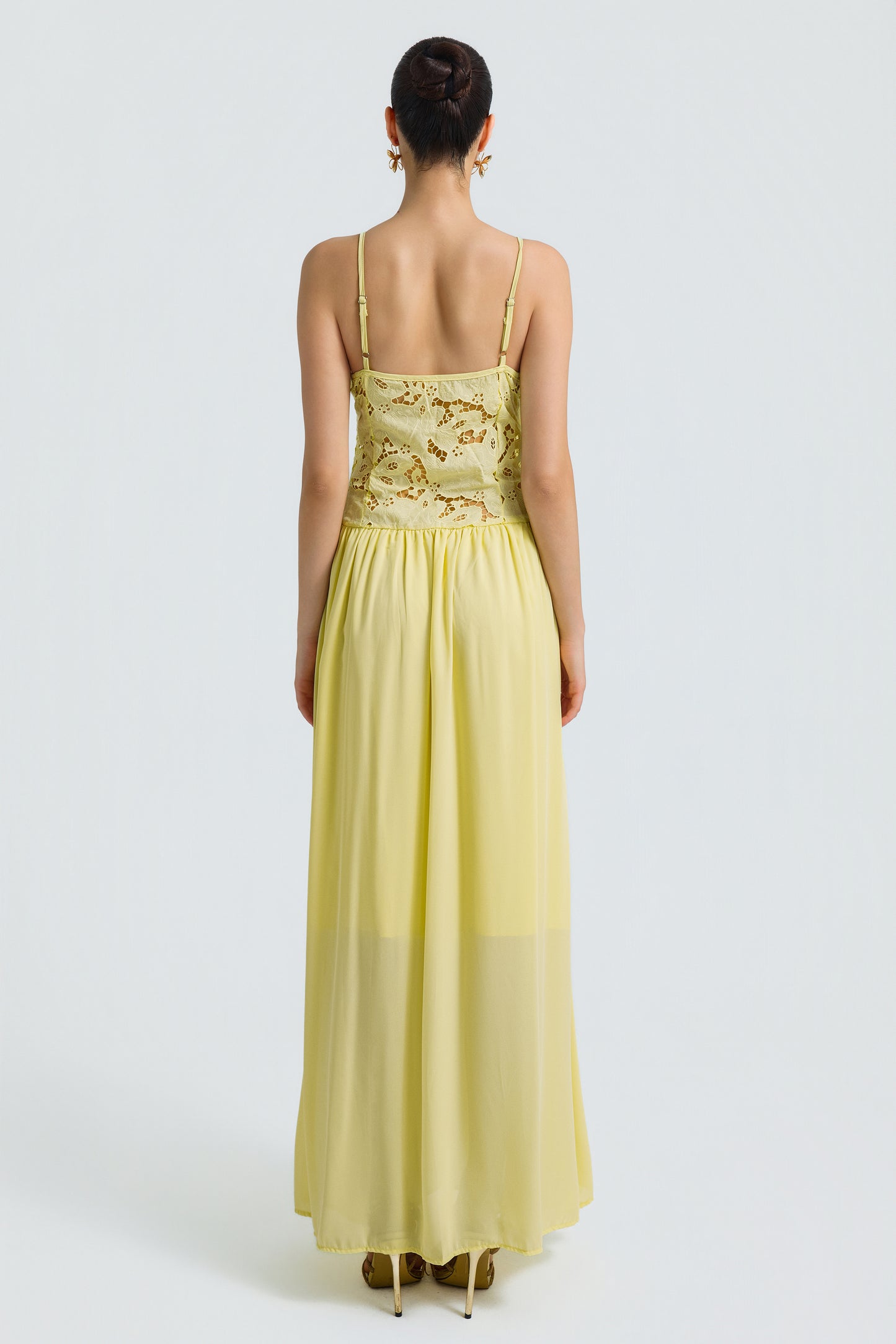 Lace Chiffon Spaghetti Strap Maxi Dress