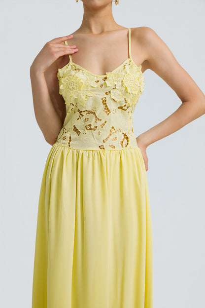 Lace Chiffon Spaghetti Strap Maxi Dress
