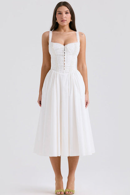 Milia White Brogue Cotton Dress