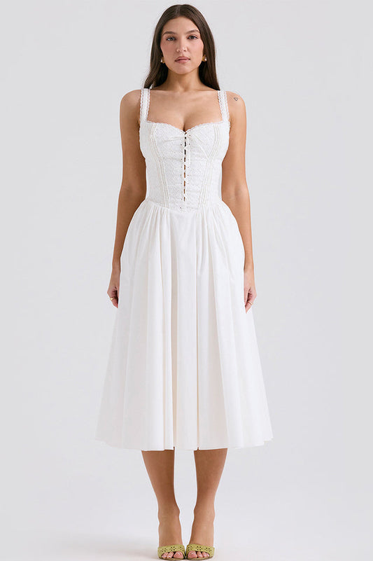 Milia White Brogue Cotton Dress