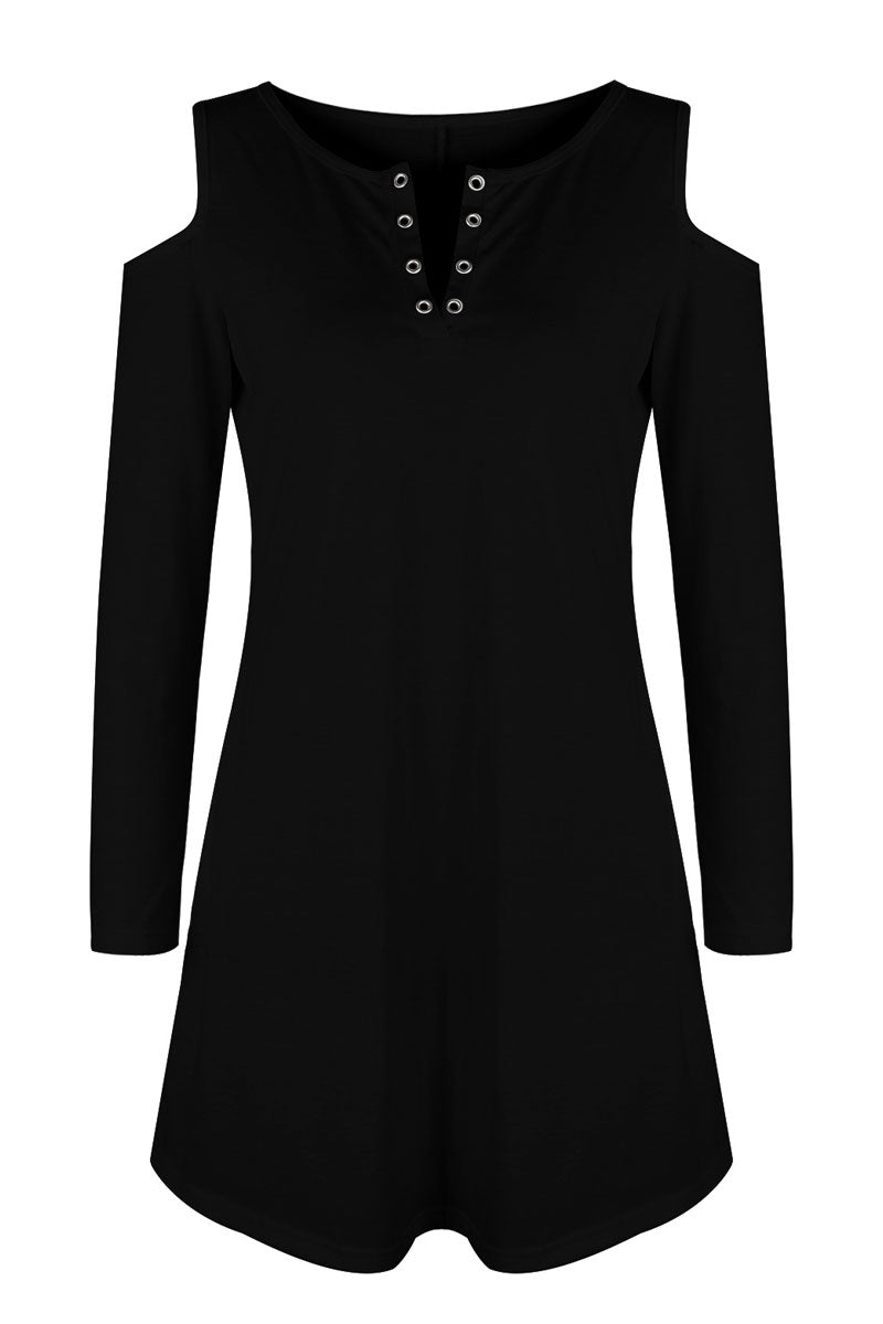 Halloween V Neck Cold Shoulder Mini Dress