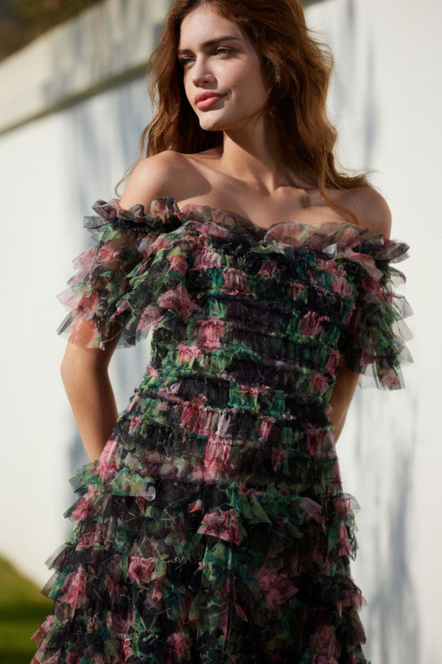 Nola Ruched Floral Maxi Dress