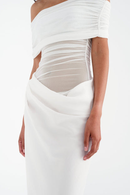 Leona Off Shoulder Sheer Maxi Dress