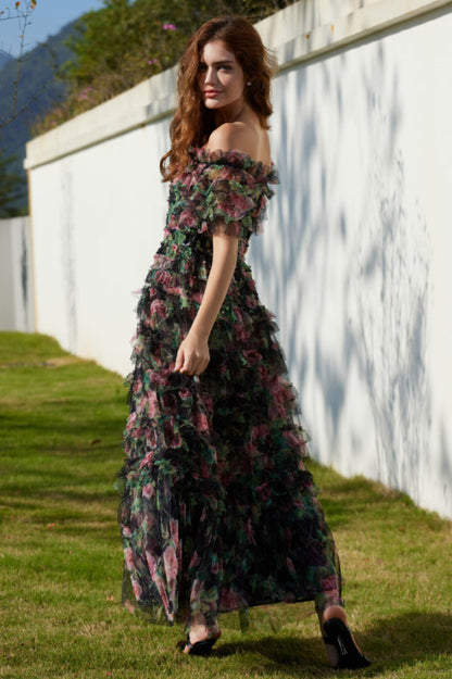 Nola Ruched Floral Maxi Dress