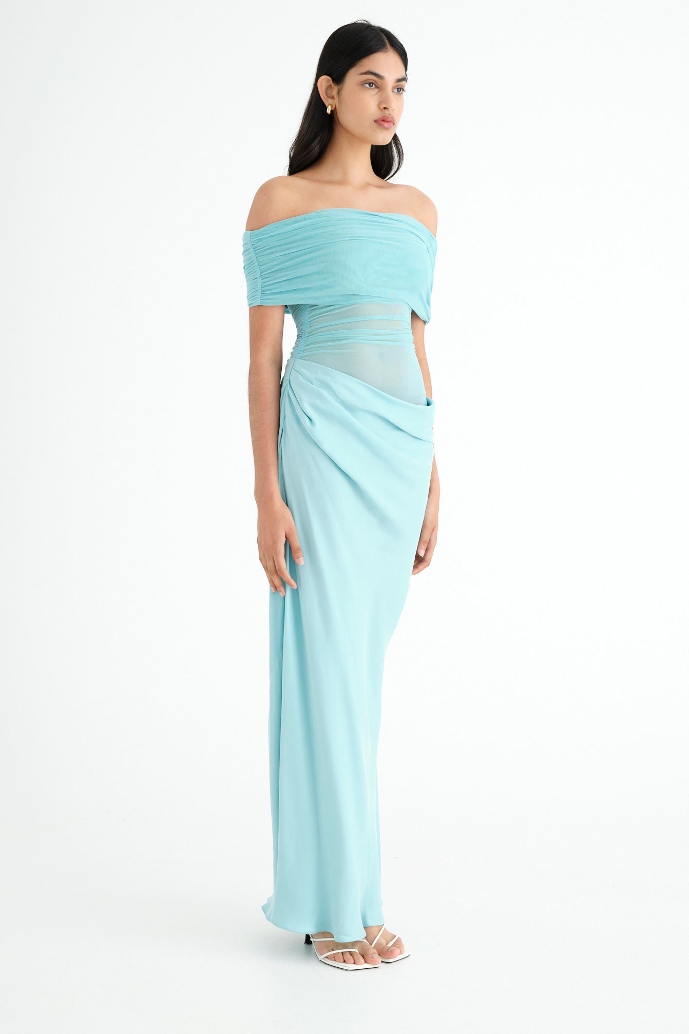 Leona Off Shoulder Sheer Maxi Dress