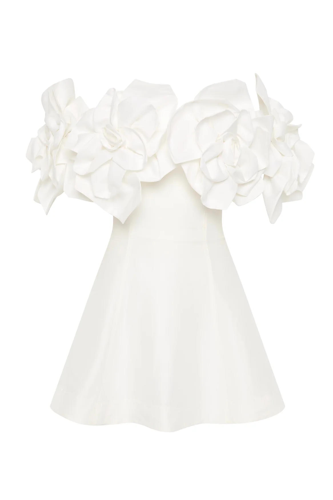 3D Flower Solid Off-Shoulder Mini Dress