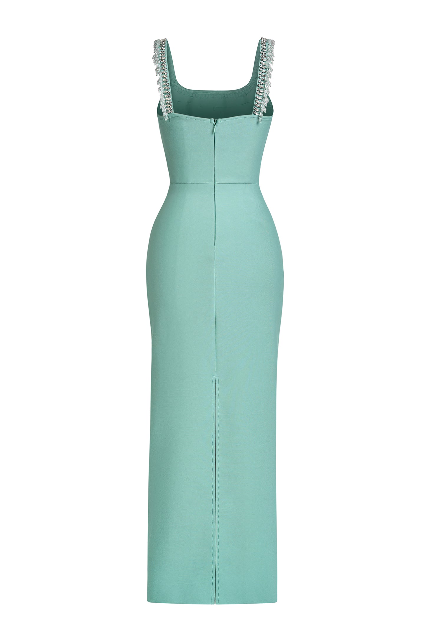 Bandage Cut-Out Beaded Rhinestone Rivets Maxi Dress