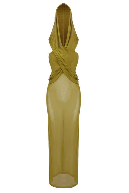 Carleigh Ruche Maxi Dress With Headscarf