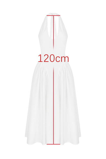 Marilyn White Cotton Halter Midi Sundress