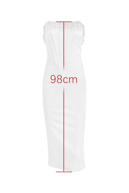 Nalita Vintage Cream Beaded Strapless Dress