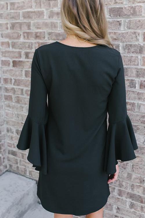Flare Sleeves Flounce Mini Dress