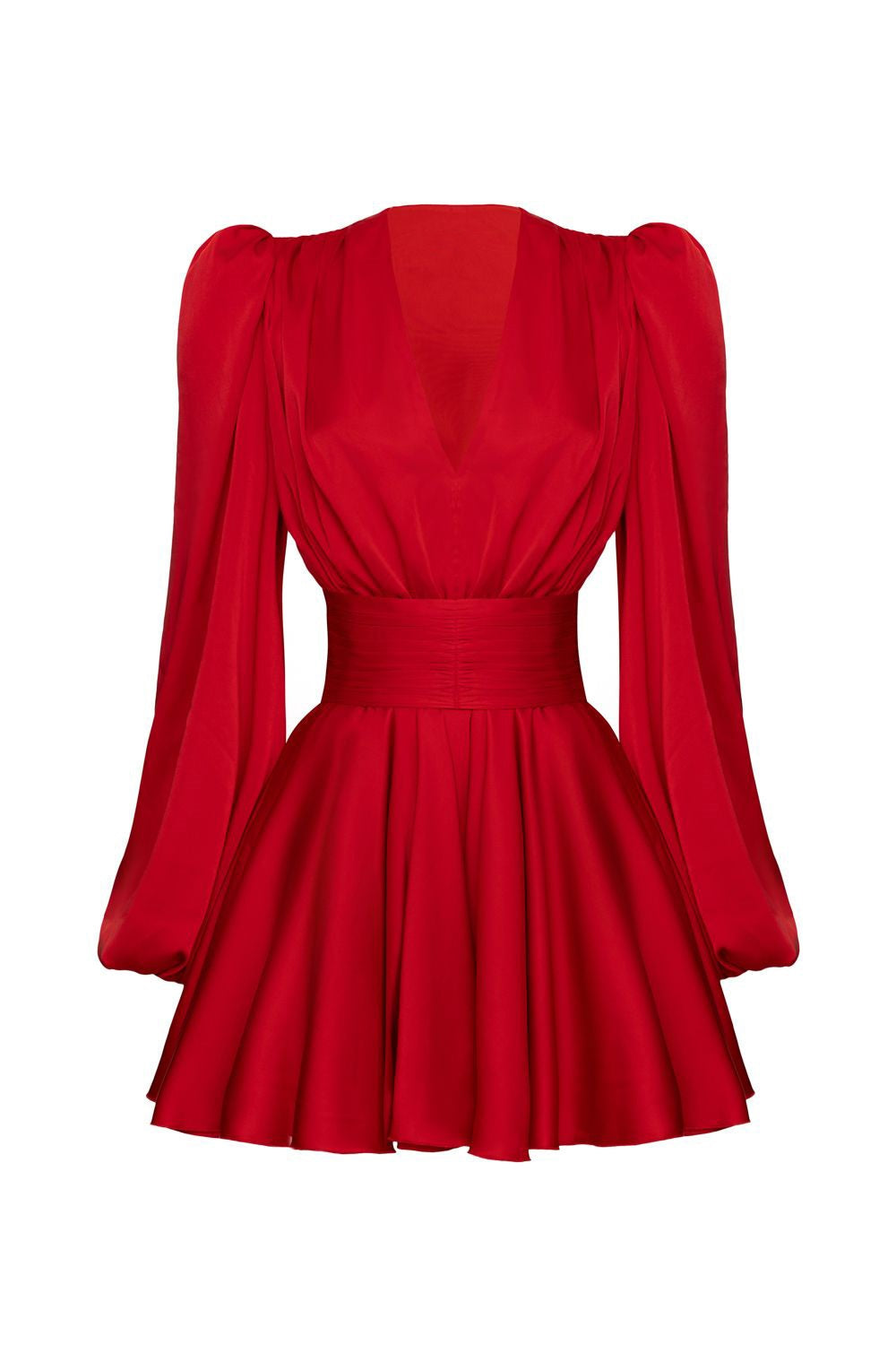 Janice V-neck Puff Sleeve Mini Dress