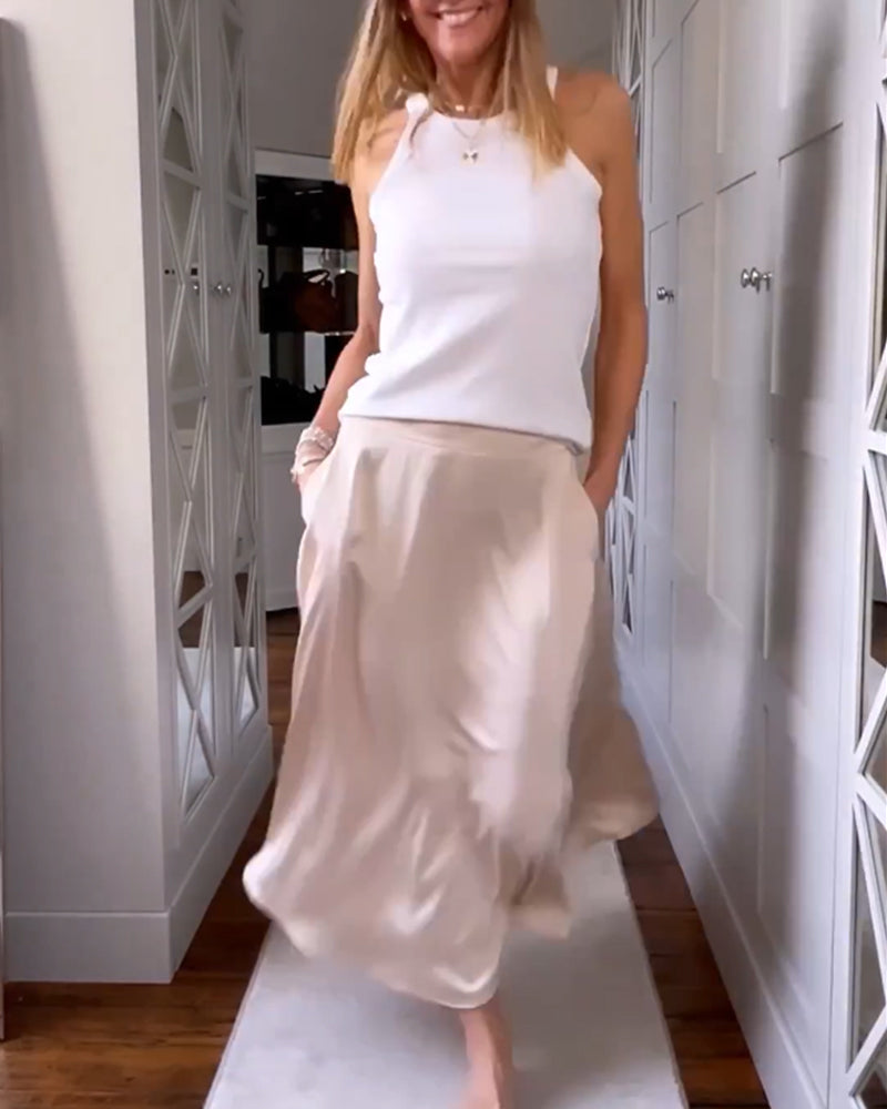 Elegant solid color skirt