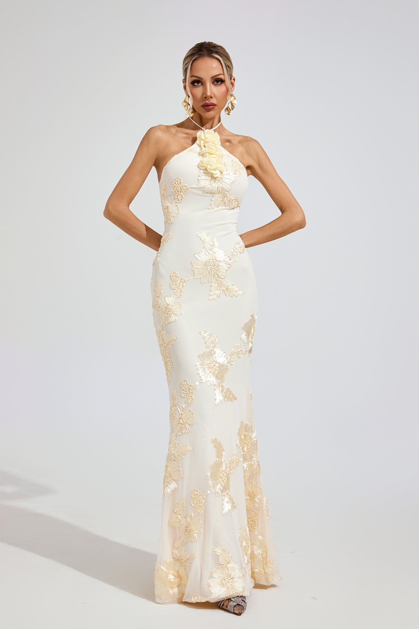 Harper Raw White Strapless Maxi Dress