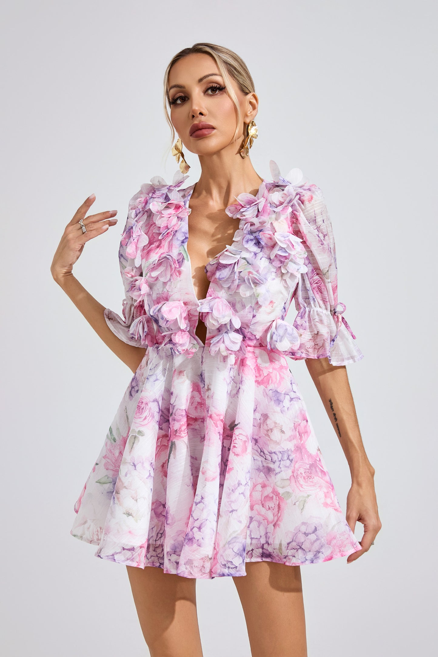 Lane Floral Corset Short Dress