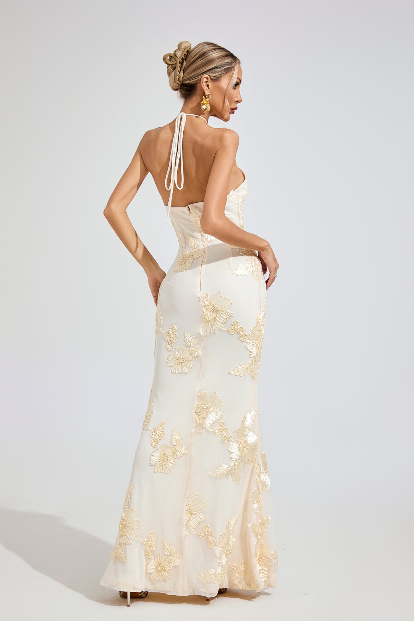Harper Raw White Strapless Maxi Dress