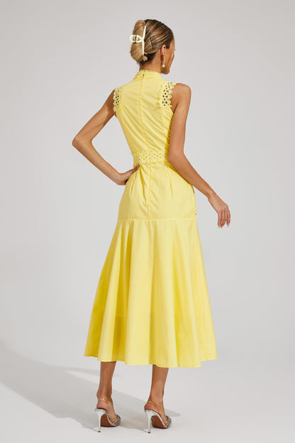 Susanna Yellow Sleeveless Lace Dress
