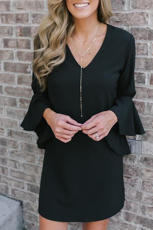Flare Sleeves Flounce Mini Dress