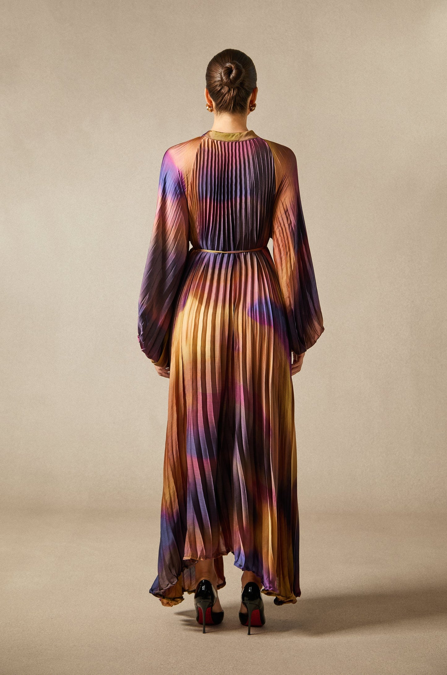 Zoey Balloon Sleeve Pleated Maxi Dress