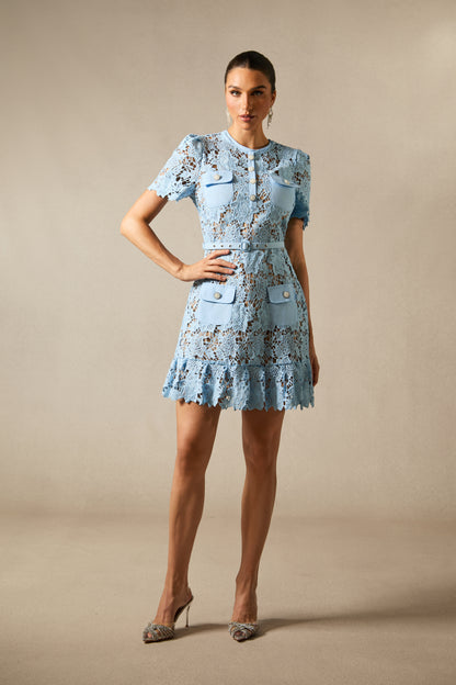 Renata Floral Embroidered Lace Mini Dress