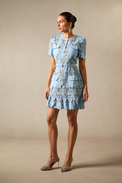 Renata Floral Embroidered Lace Mini Dress