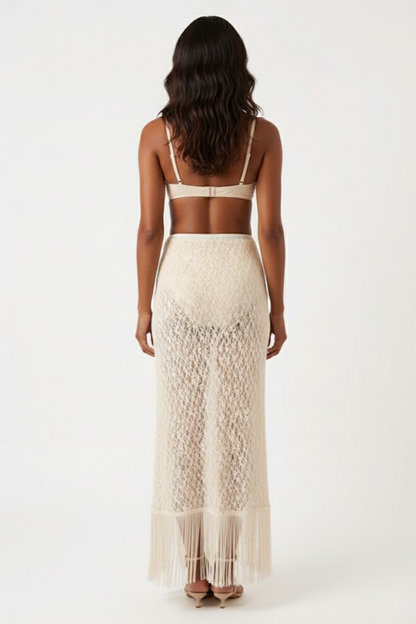 Lace Splicing Tassel Bikini Three Piece Set