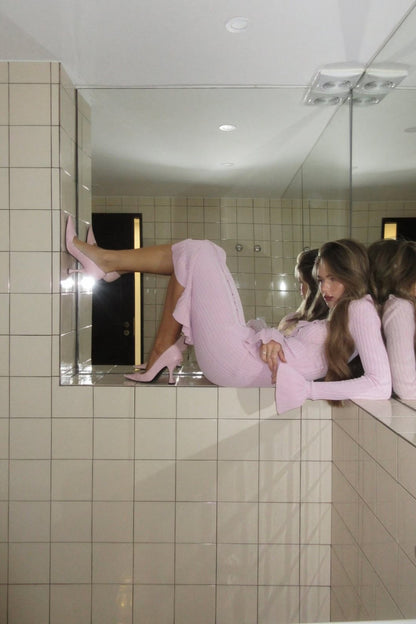 Valerie U-Neck Ruffle Midi Knit Dress