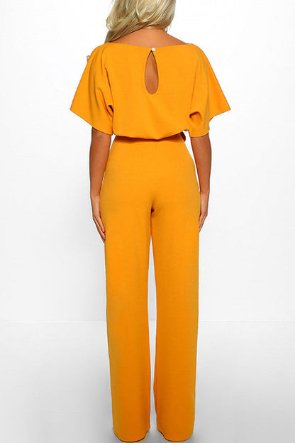 Summer button tie short sleeved Jumpsuit