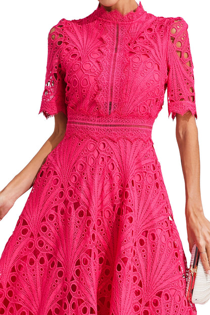 Freeman Rose Red Cut Out Midi Dress