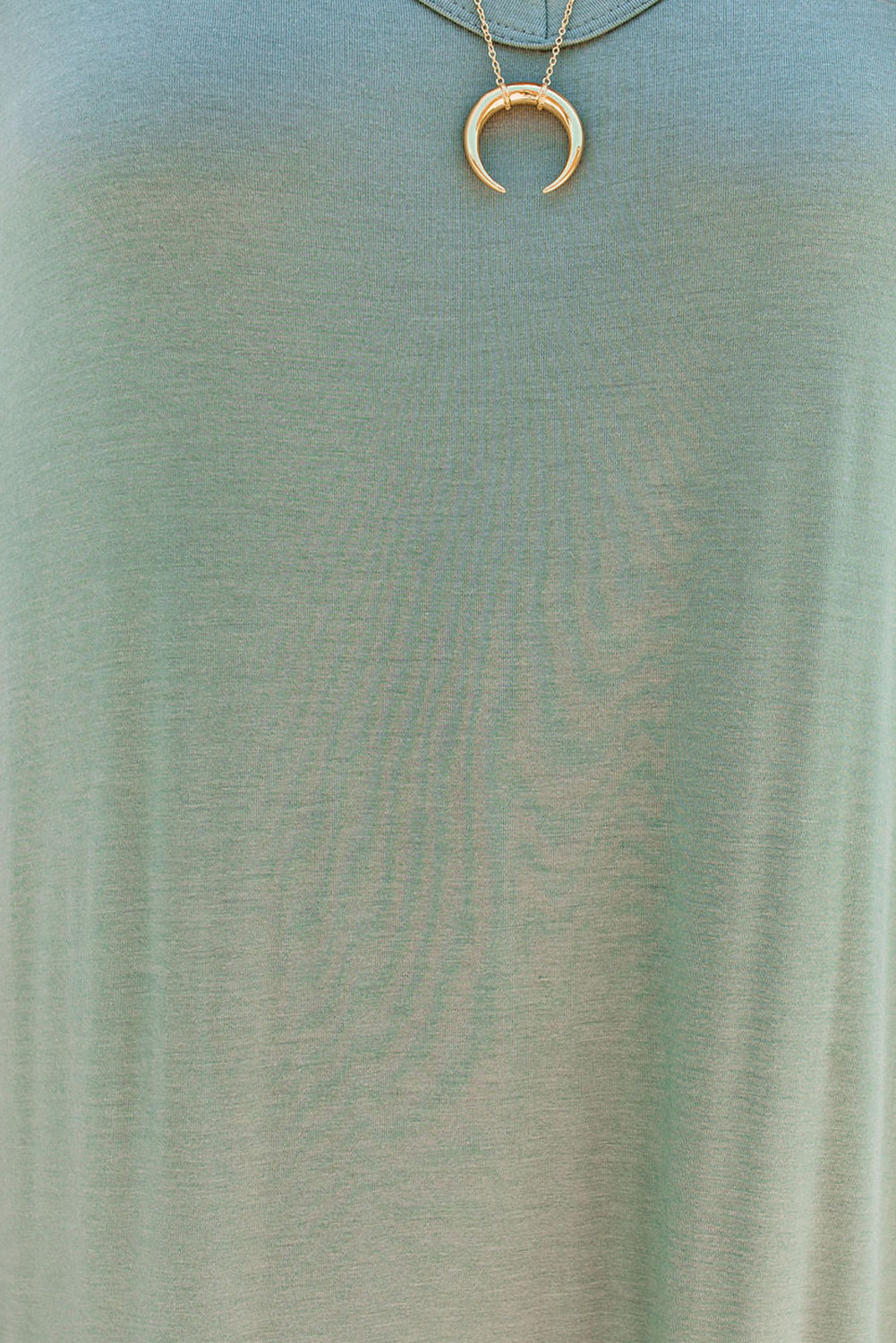 Grass Green V Neck Hidden Pocket Splits Maxi Dress