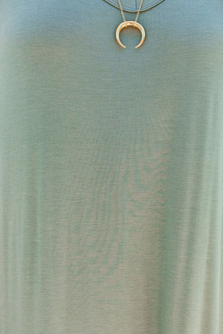 Grass Green V Neck Hidden Pocket Splits Maxi Dress