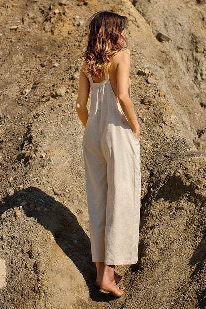 LINEN Pocket Front Overalls
