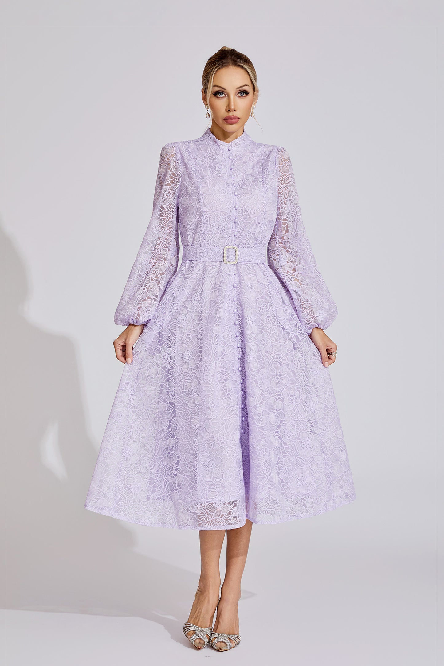 Ada  Purple  Embroidered Lace Maxi Dress