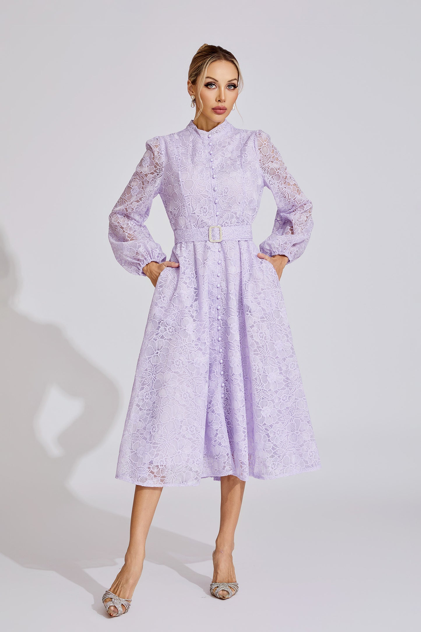Ada  Purple  Embroidered Lace Maxi Dress